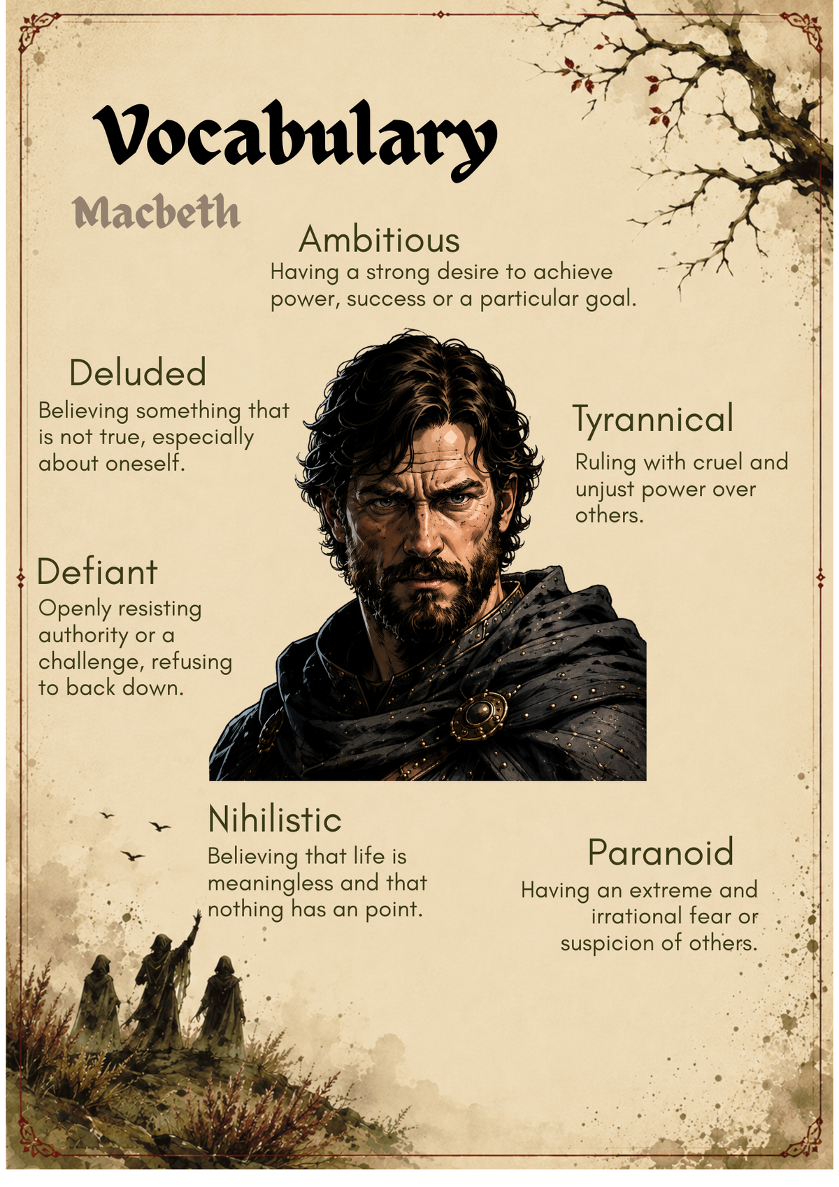 Macbeth Character Vocabulary Cards