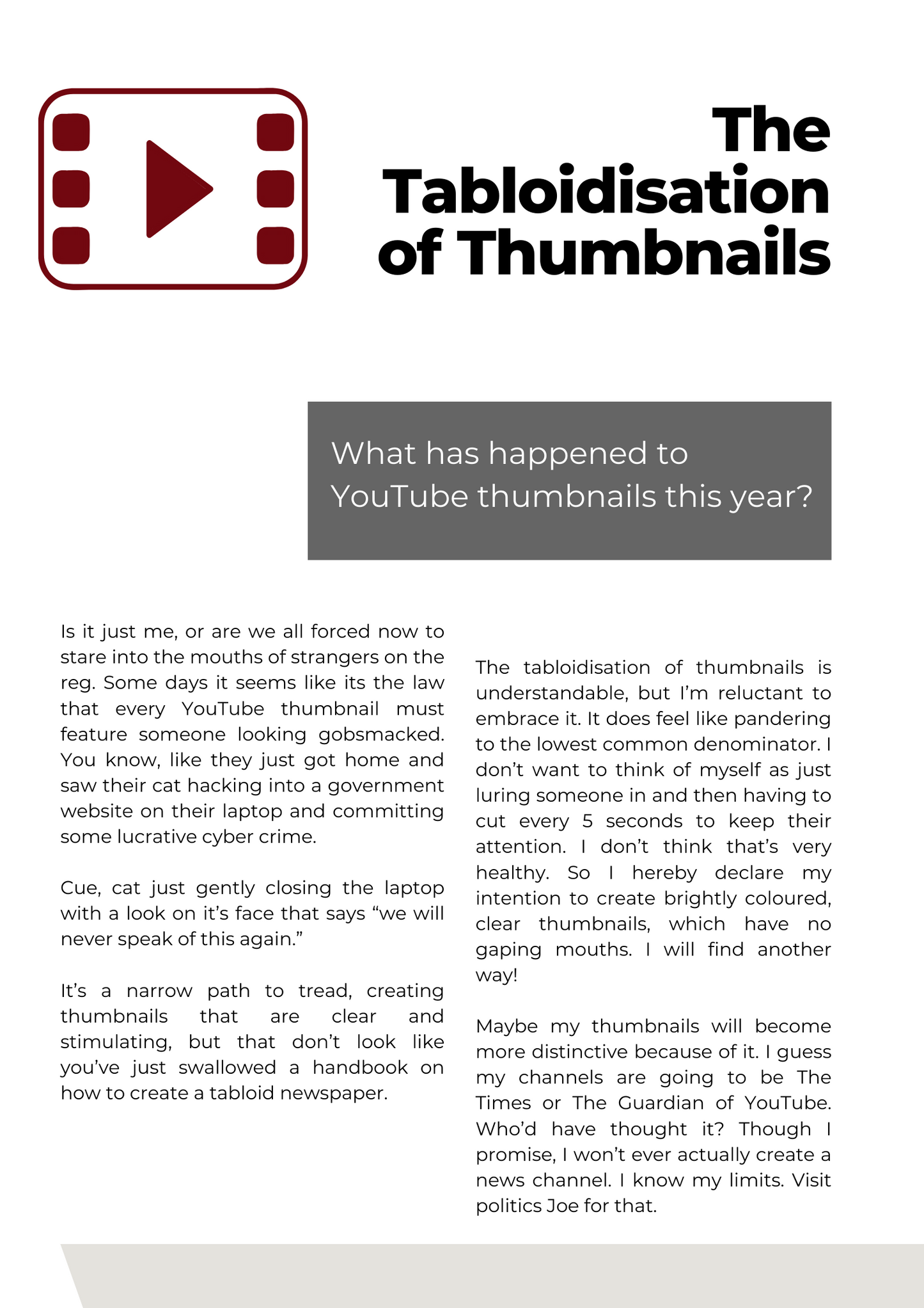 Magazine Article about YouTube Thumbnails