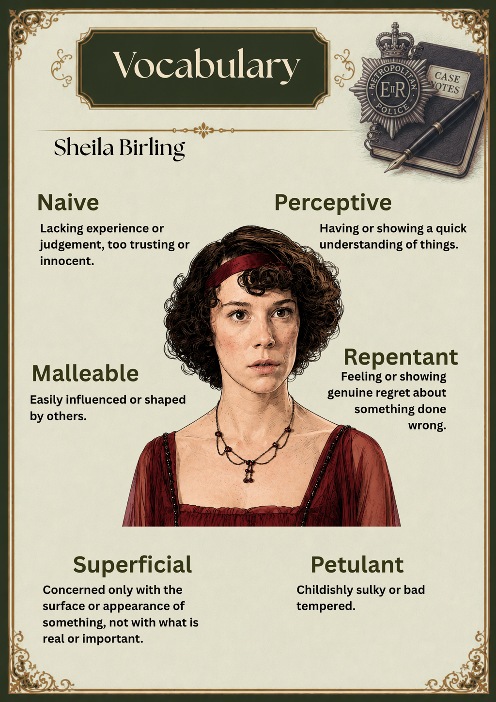 An Inspector Calls, Character Vocabulary