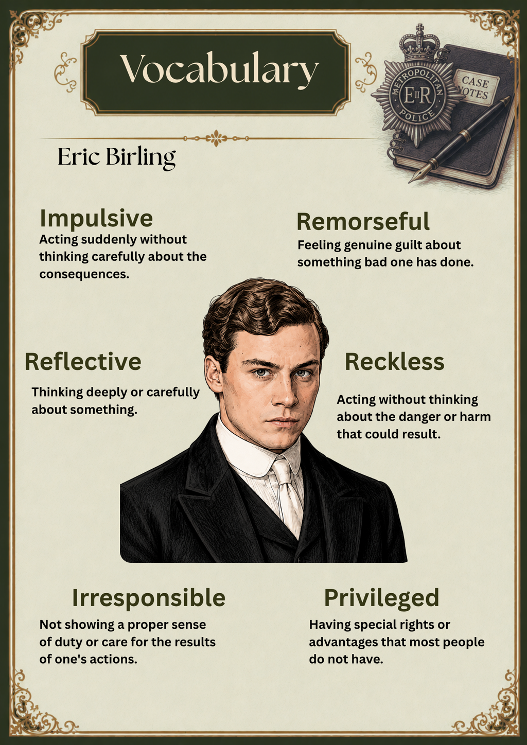 An Inspector Calls, Character Vocabulary