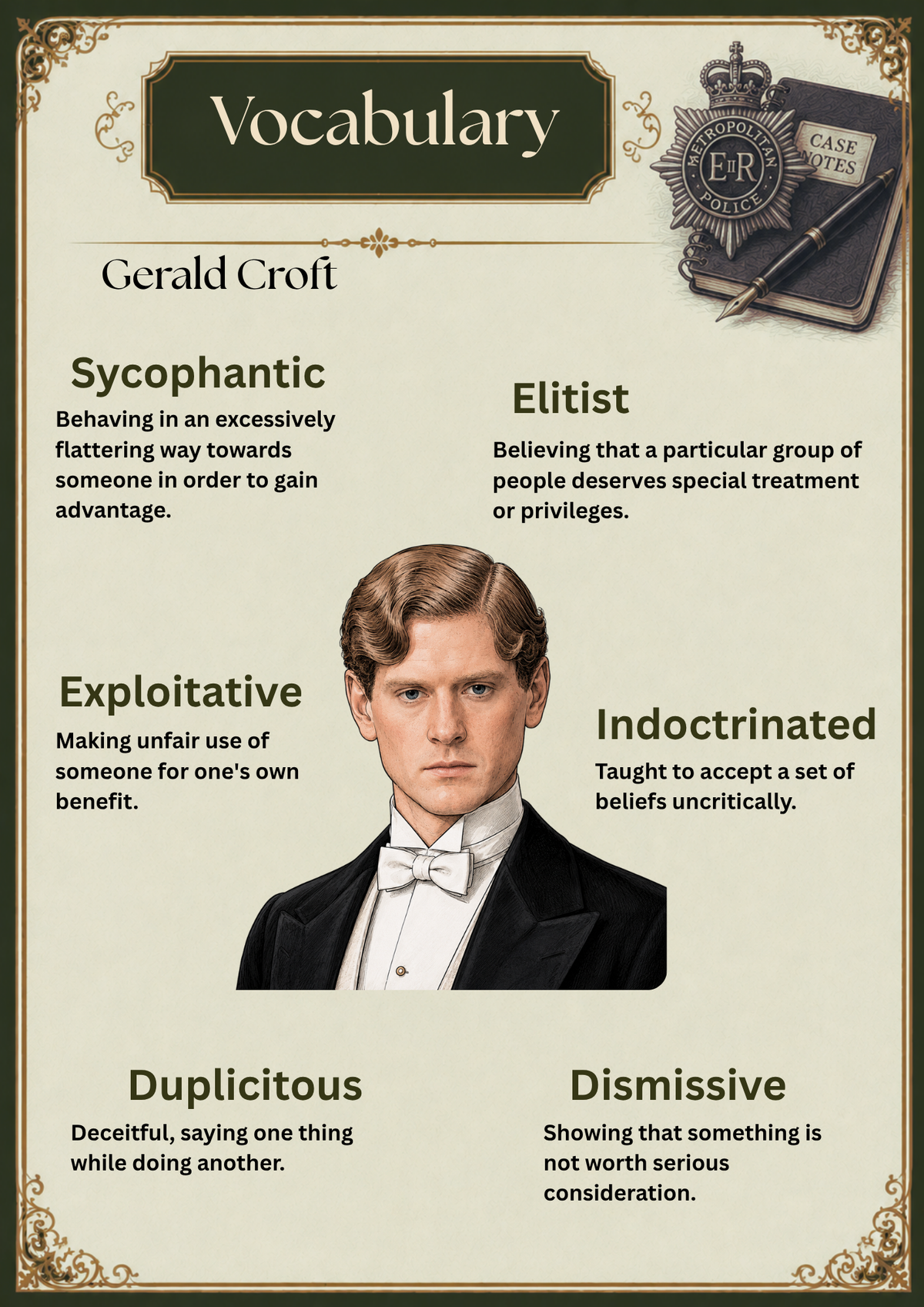 An Inspector Calls, Character Vocabulary