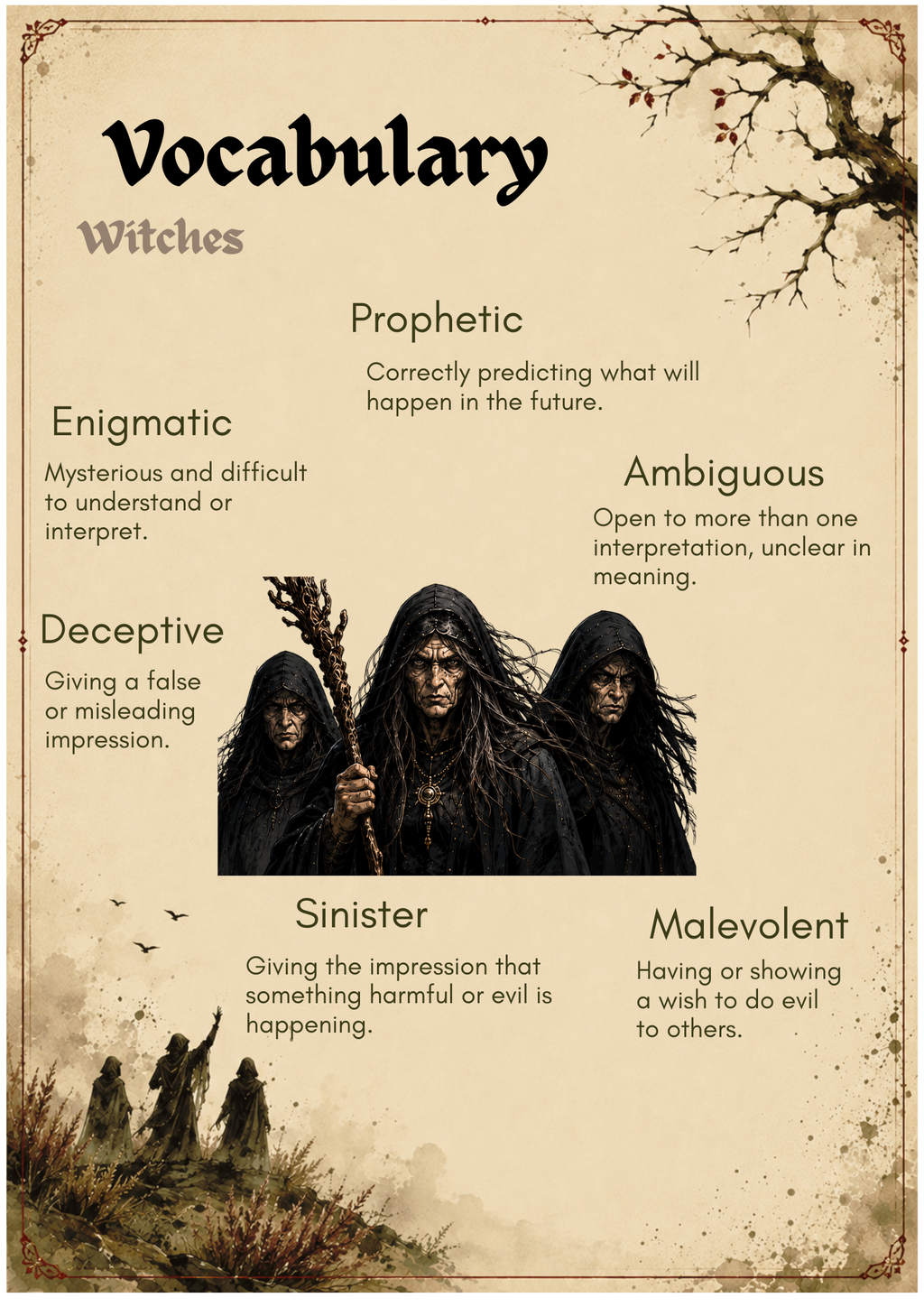 Macbeth Character Vocabulary Cards