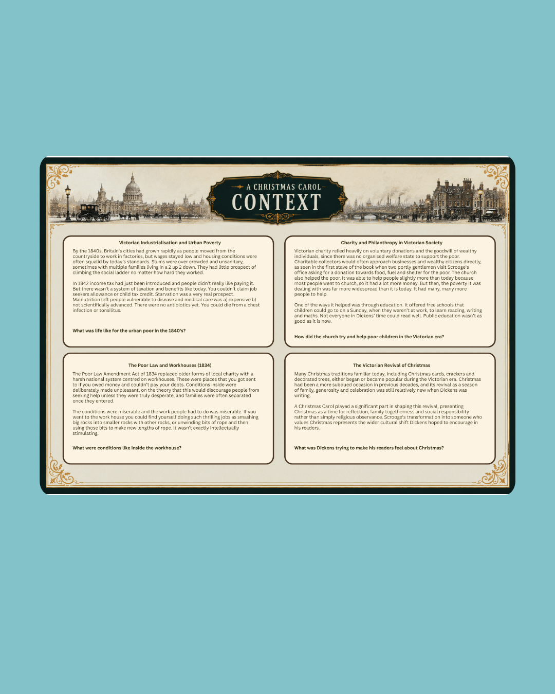 A Christmas Carol Context Sheets.