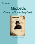 Macbeth Character Vocabulary Cards