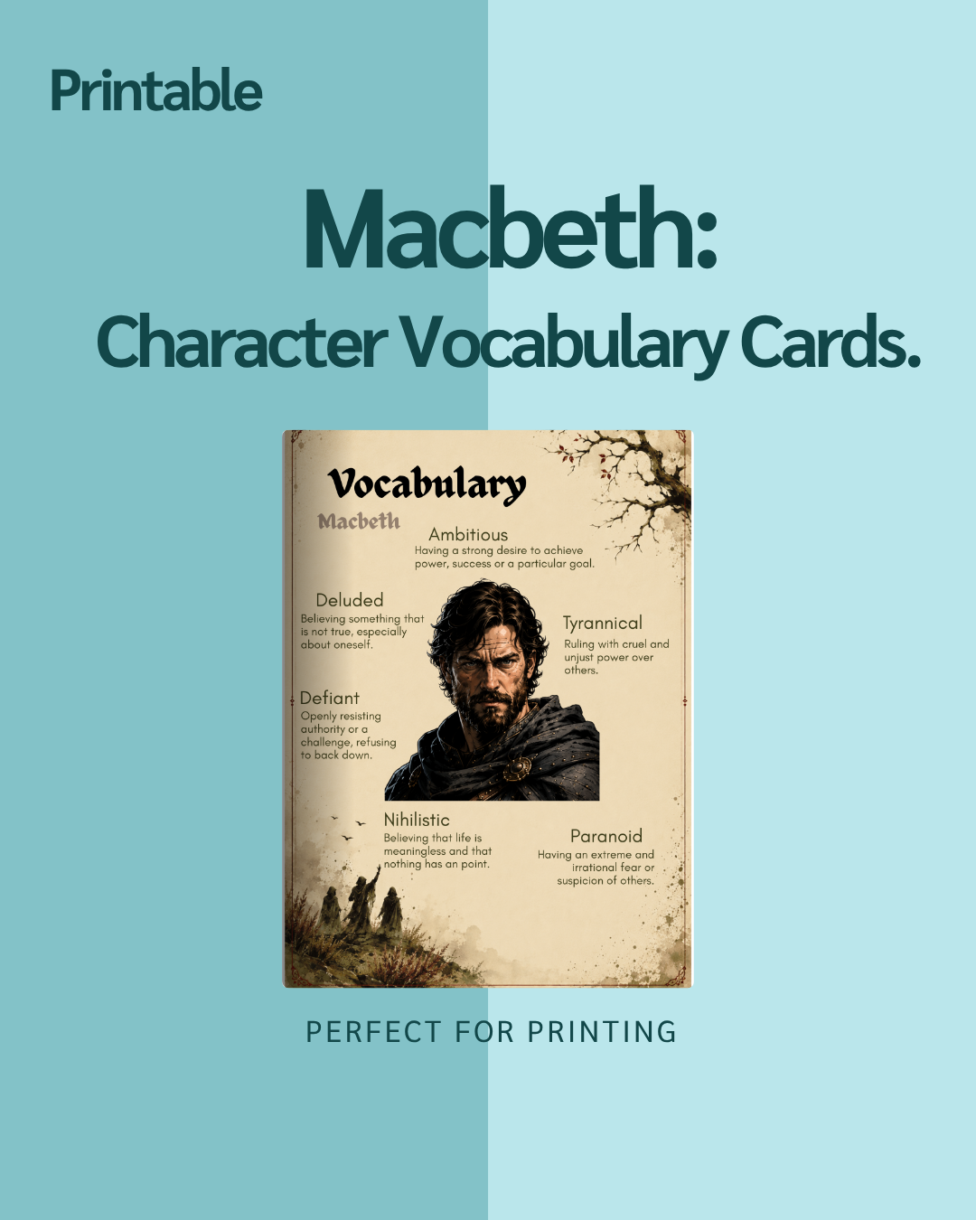 Macbeth Character Vocabulary Cards