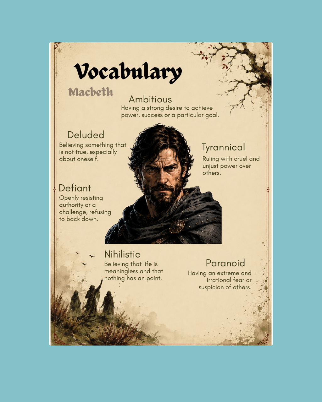 Macbeth Character Vocabulary Cards