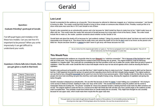 A bundle of model paragraph activities for An Inspector Calls