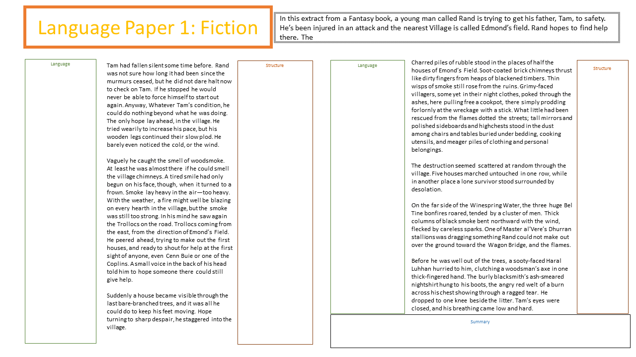 Mock Structure Question for English Language Paper 1, Question 3