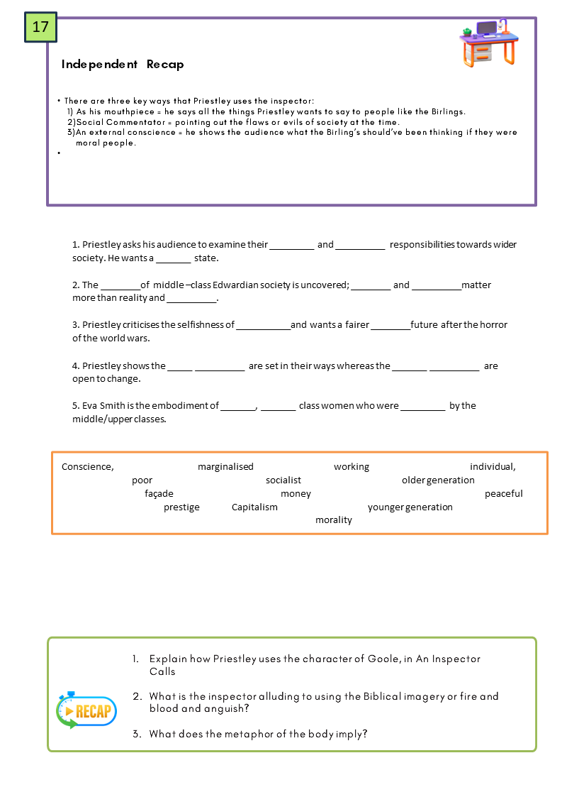 An Inspector Calls Workbook